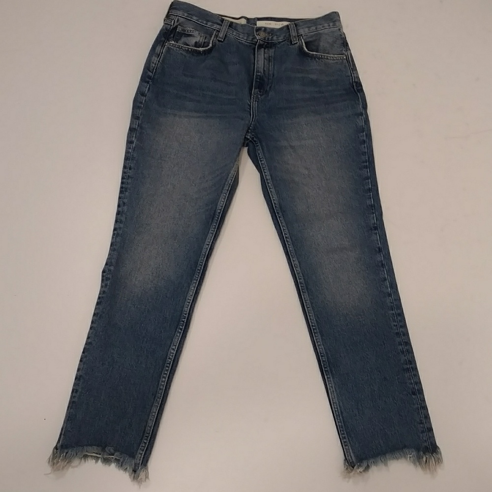 Rag Hem Pilcro Anthro 100% Cotton Jeans sz 28 waist 32 high ankle Real Denim